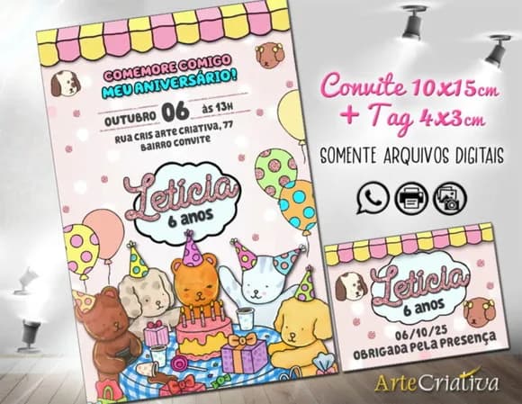 Convite Digital C/tag Bobbie Goods Aniversário
