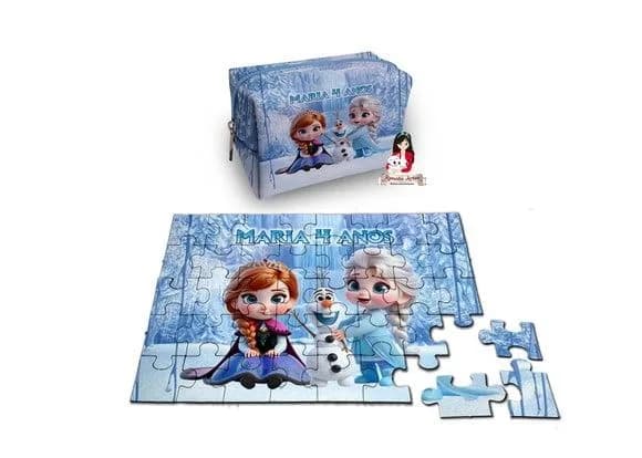 Necessaire Box com Quebra Cabeças Frozen