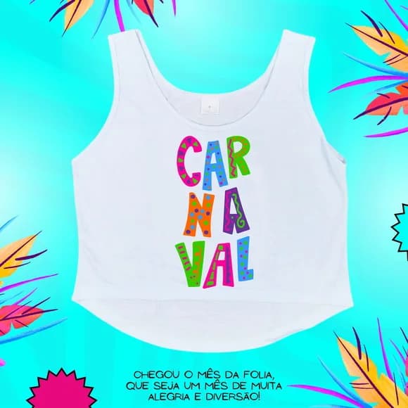 Cropped Carnaval Feminino Letras Coloridas e Vibrantes