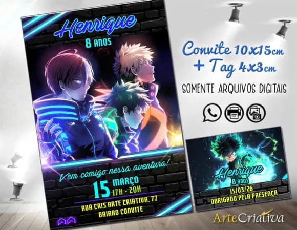 Convite Digital C/tag My Hero