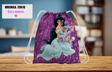 Mochilinha personalizada para lembrancinhas Princesa Jasmine