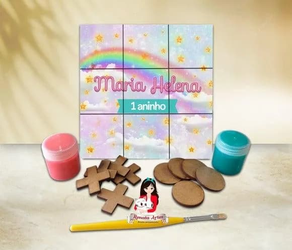 Jogo da Velha com Tinta Personalizado Céu e Estrelas