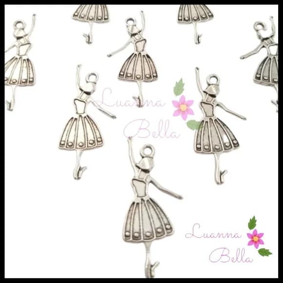 Pingente Bailarina Metal Prata - Pct c/12 unidades