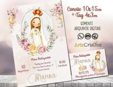 Convite Digital C/tag Batizado Nossa Senhora de Fátima