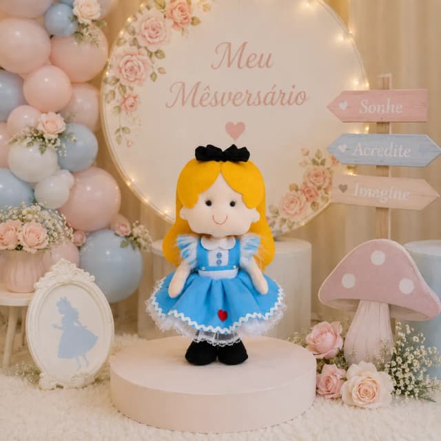 Boneca Alice Pais Das Maravilhas De Feltro