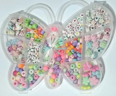 Kit Miçanga de Colar e Pulseira Caixa Borboleta com Divisóri