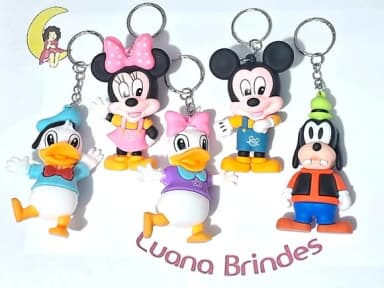 Chaveiro Turma do Mickey 6cm Emborrachado Pcts com 2 Unidade