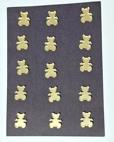 Mini Apliques Urso Acrílico Espelhado Dourado- 2 Cartela