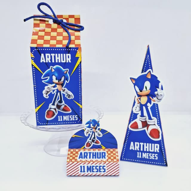 PEGUE E MONTE - Kit Festa SONIIC OPÇÃO 2 - Decoração de Festa - Caixinhas Personalizadas