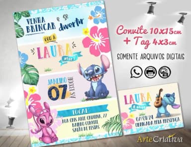 Convite Digital C/tag Stitch Disney 3