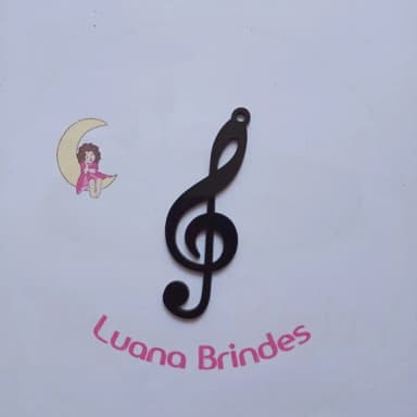 Pingente Nota Musical Preto Acrilico 7,5cm 4 Unidades