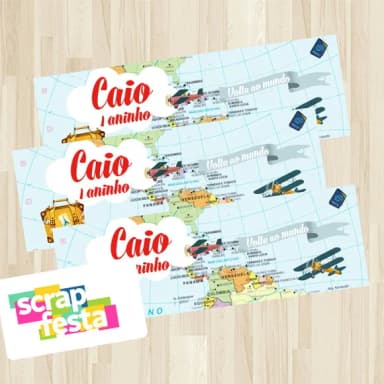 Adesivo Personalizado Retangular 9x3 Volta ao Mundo