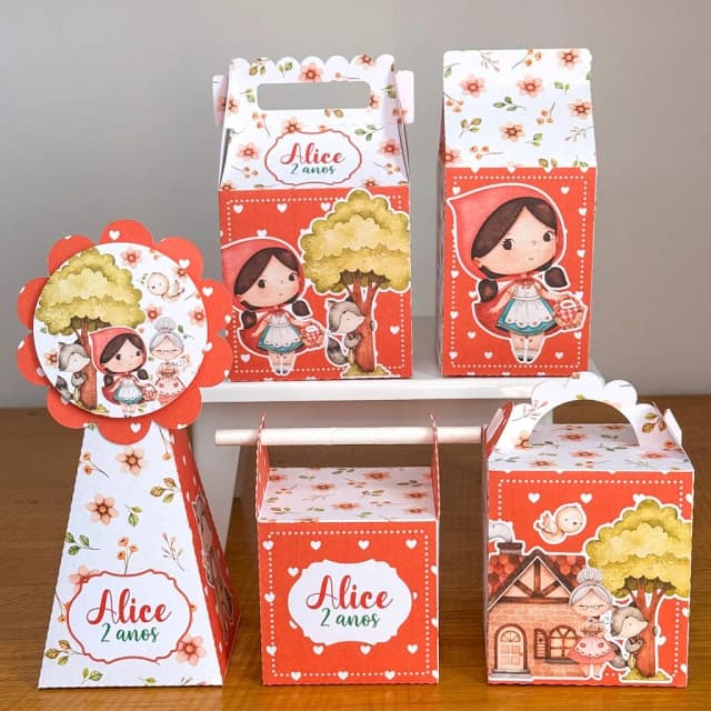 PEGUE E MONTE - Kit Festa CHAPEUZINHO VERMELHO - Decoração de Festa | Lembrancinhas | Aniversário | Personalizados