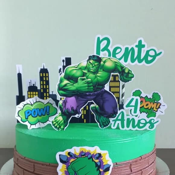 Topo de Bolo Hulk