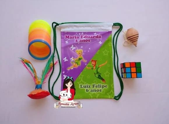 Mochila Brinquedos Retrô Tema Sininho e Peter Pan