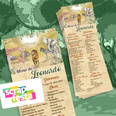 Menu Cardápio Personalizado Festa Safari