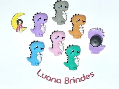 Pins de Crocs Dinossauro Emborrachado Pacote C/6 Unidades