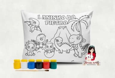 Almofada com Tinta para Colorir Dinossauros Baby