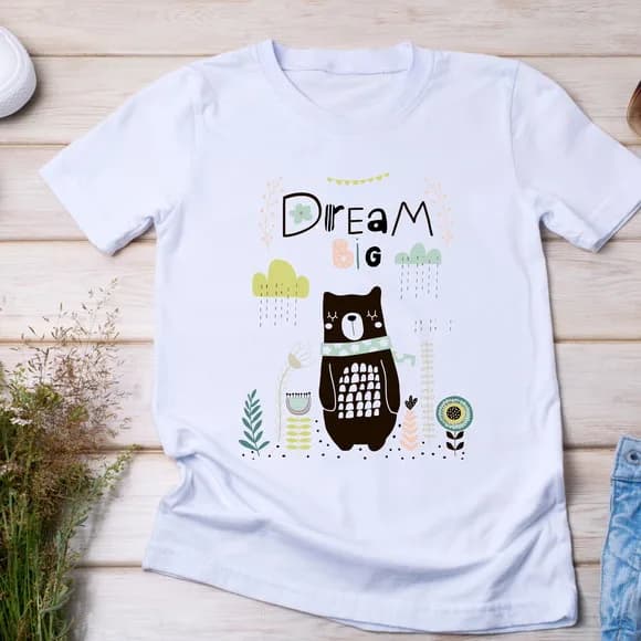 Camiseta Dream Big Urso Fofo