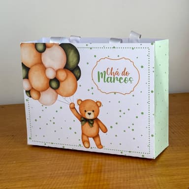 PEGUE E MONTE - Sacolinhas Personalizadas CHA DE BEBE URSINHO VERDE - Decoração de Festa | Lembrancinhas | Aniversário | Personalizados