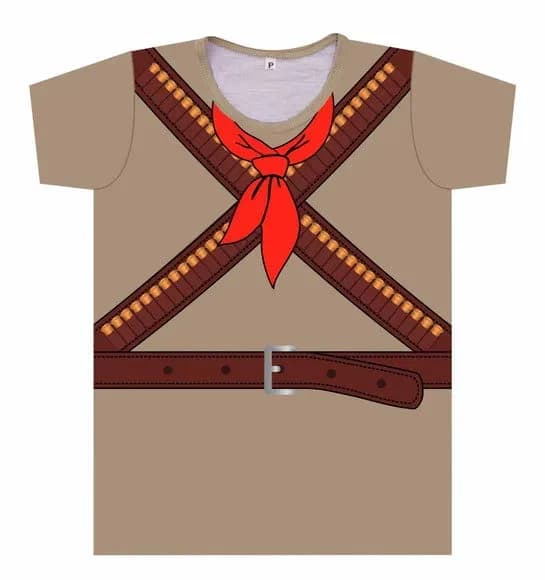 Camiseta infantil Fantasia Cangaceiro Estampa Nordestina Caipira com Lenço