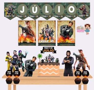 Kit Festa Só Um Bolinho FREE FlRE - Decoração de Festa