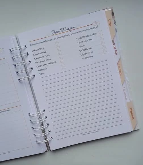 Planner da Noiva Personalizado Permanente c/ Divis - Mod 01
