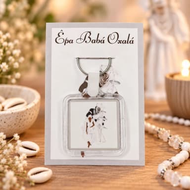 20 Unidades - Chaveiro Orixá Oxalá Personalizado Lembrancinhas