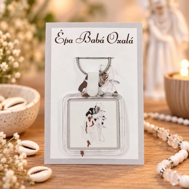 20 Unidades - Chaveiro Orixá Oxalá Personalizado Lembrancinhas