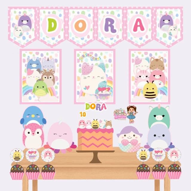 Kit Festa Só Um Bolinho SQUISHMALLOWS - Decoração de Festa