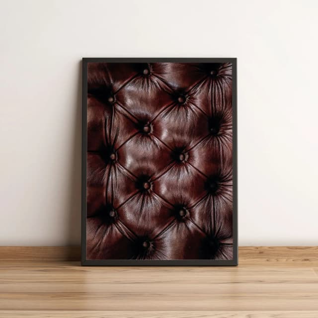 Quadro Decorativo Estofado em Couro Marrom Elegante 2973