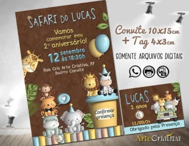 Convite Digital C/tag Safari Menino Massinha 2