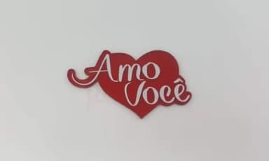 Aplique "Amo Você" em Acrílico Vermelho