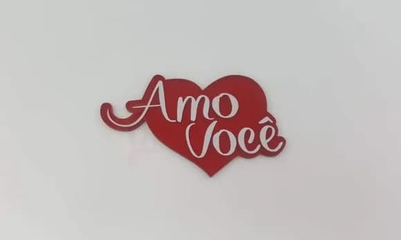 Aplique "Amo Você" em Acrílico Vermelho