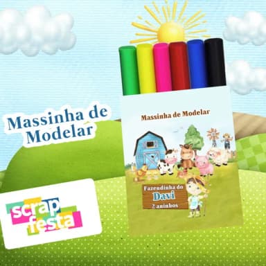 Massinha de Modelar Personalizado Festa Fazendinha Aquarela
