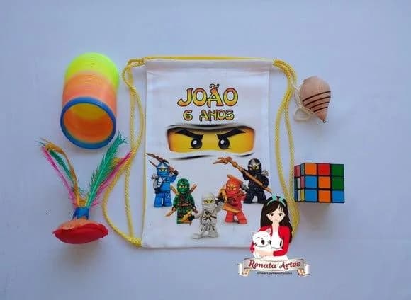 Mochila Brinquedos Retrô Tema Ninjago Branco