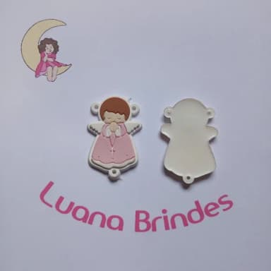 Entremeio Anjinho Rosa Claro Fundo Branco 5cm Pct 4 Unidades
