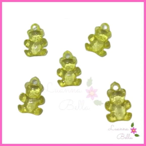 Pingente em Acrílico Mini Ursinho Verde Claro - Pct 40 Unds