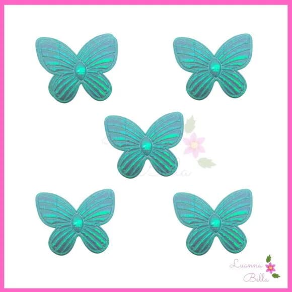 Aplique Borboleta azul em tecido - Pct c/10 unds