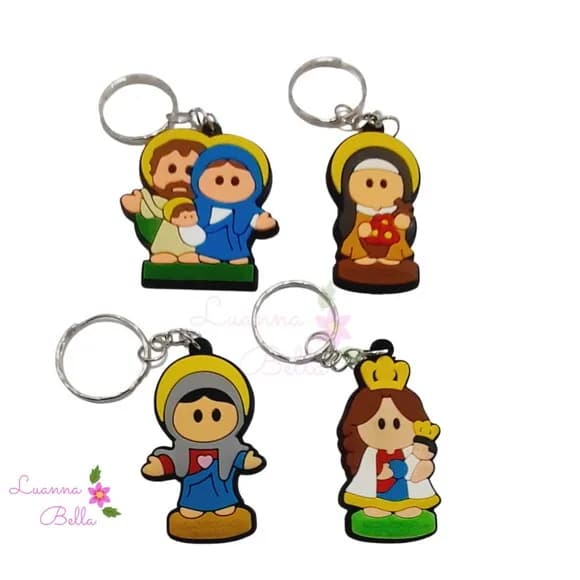 Chaveiros em Apliques Emborrachados Religioso-pct c/4unds