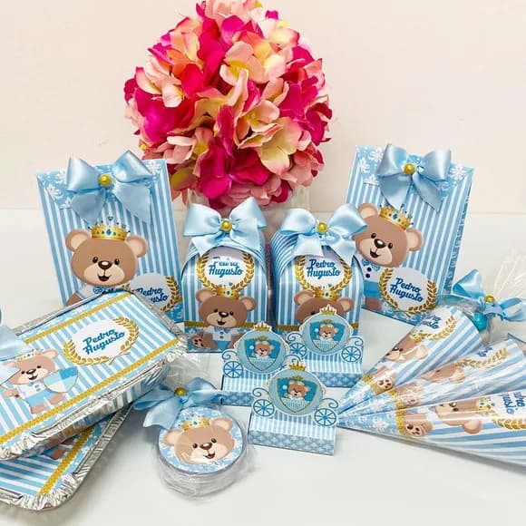 Kit Festa Ursinho Príncipe Realeza - 50 Peças