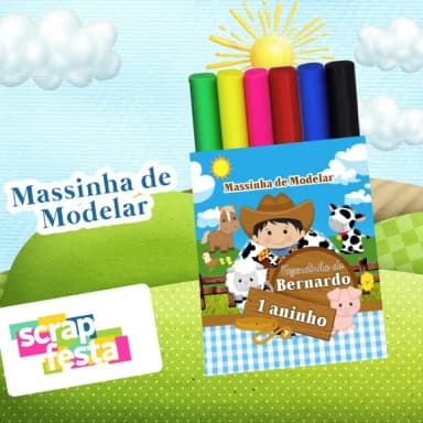 Massinha de Modelar Personalizado Festa Fazendinha