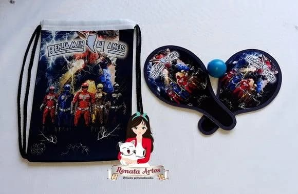 Mochila Ping Pong Personalizada Tema Power Rangers
