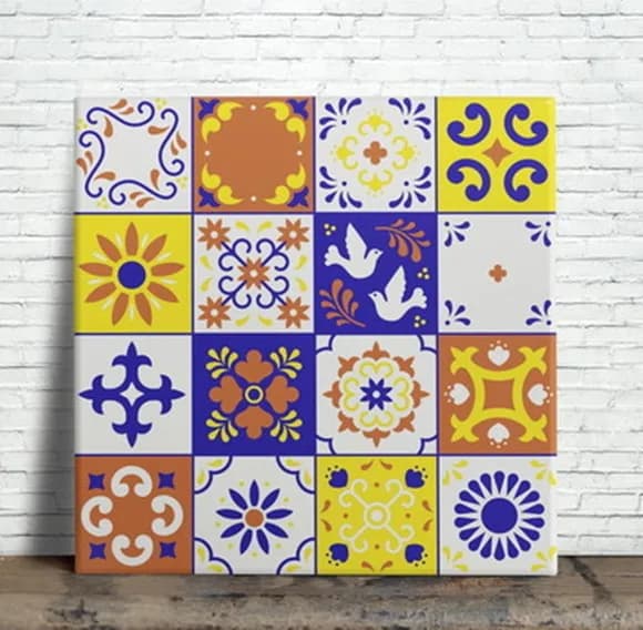 Azulejo Decorativo Colorido Estilo Português
