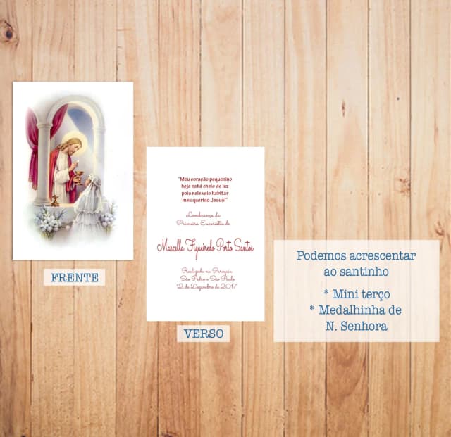 Lembrança Primeira Comunhão - Santinho Frente e Verso (25 un)