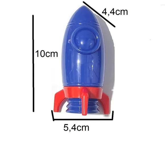 Baleiro Foguete Azul de Plástico 10cm Pacote com 5 Unidades