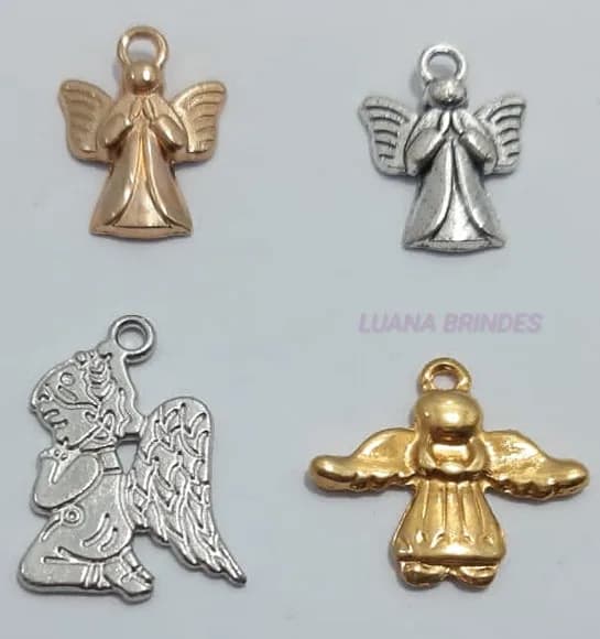 Kit Pingente Anjos Variados de Metal-pct c/12 unid