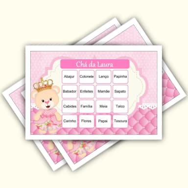 Bingo Chá de Bebê Menina Pdf Para Imprimir