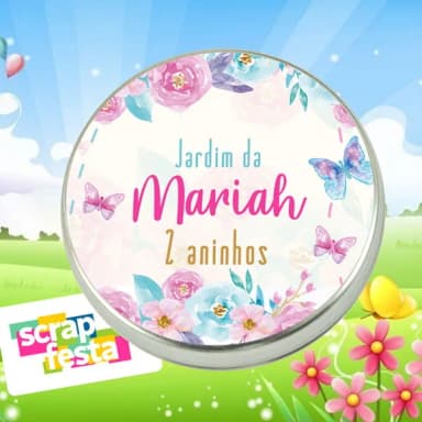 Latinha Personalizada Jardim Encantado Borboleta Aquarela
