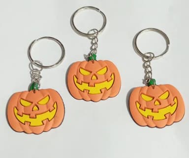 Chaveiro Abobora Halloween Emborrachado Pacote C/50 Unidades